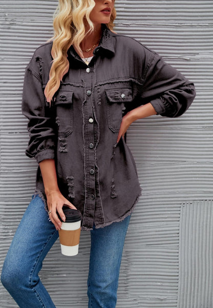 Chaqueta desgastada de color liso