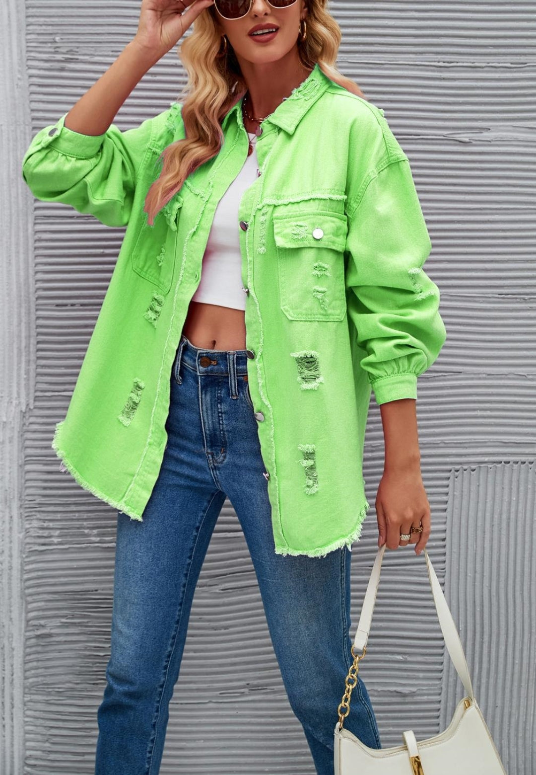 Solid Color Distressed Jacket