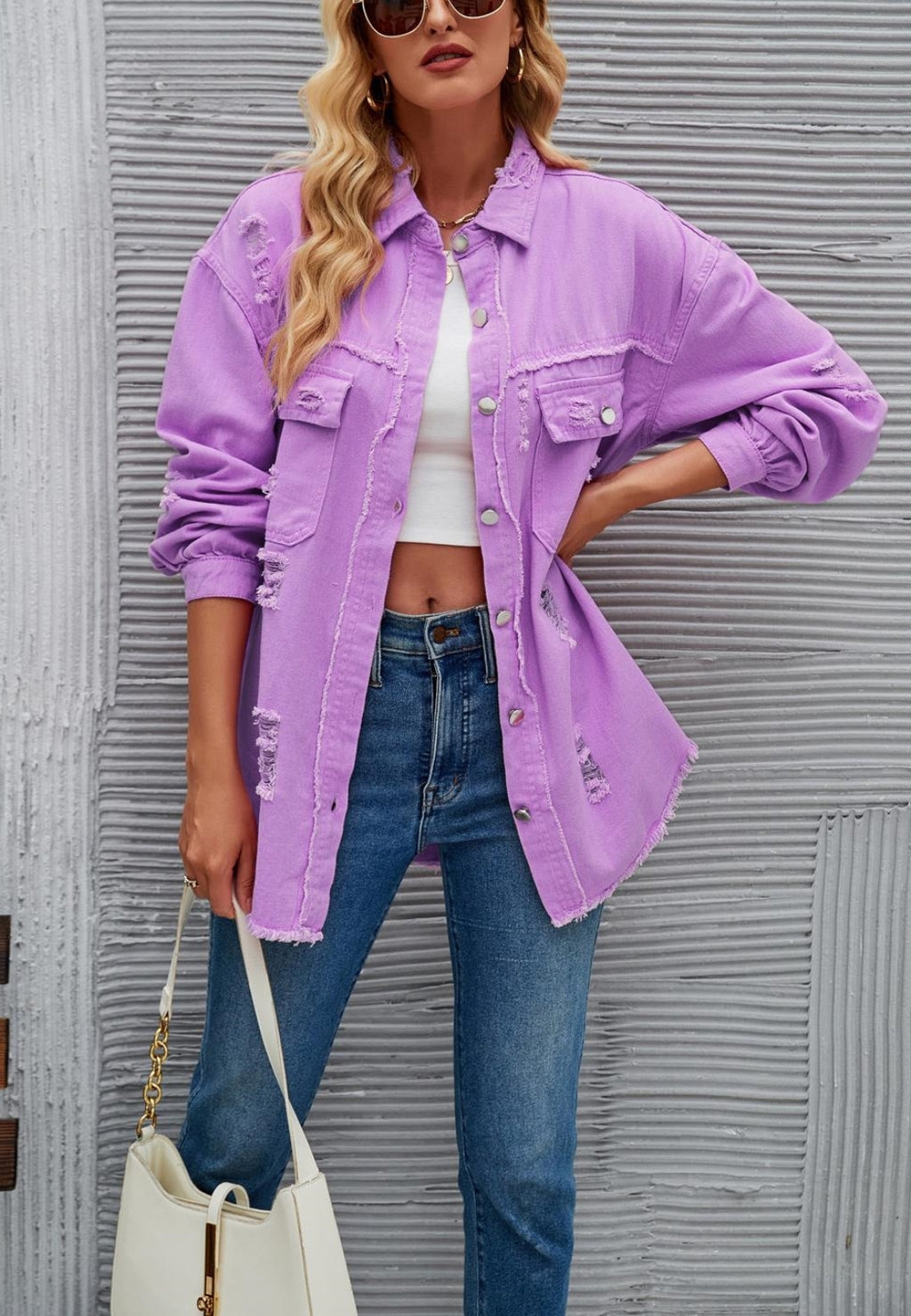 Chaqueta desgastada de color liso