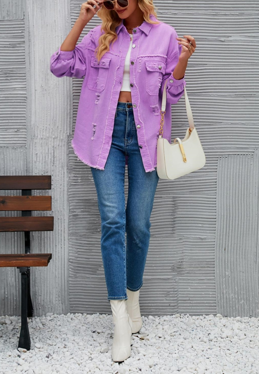 Chaqueta desgastada de color liso