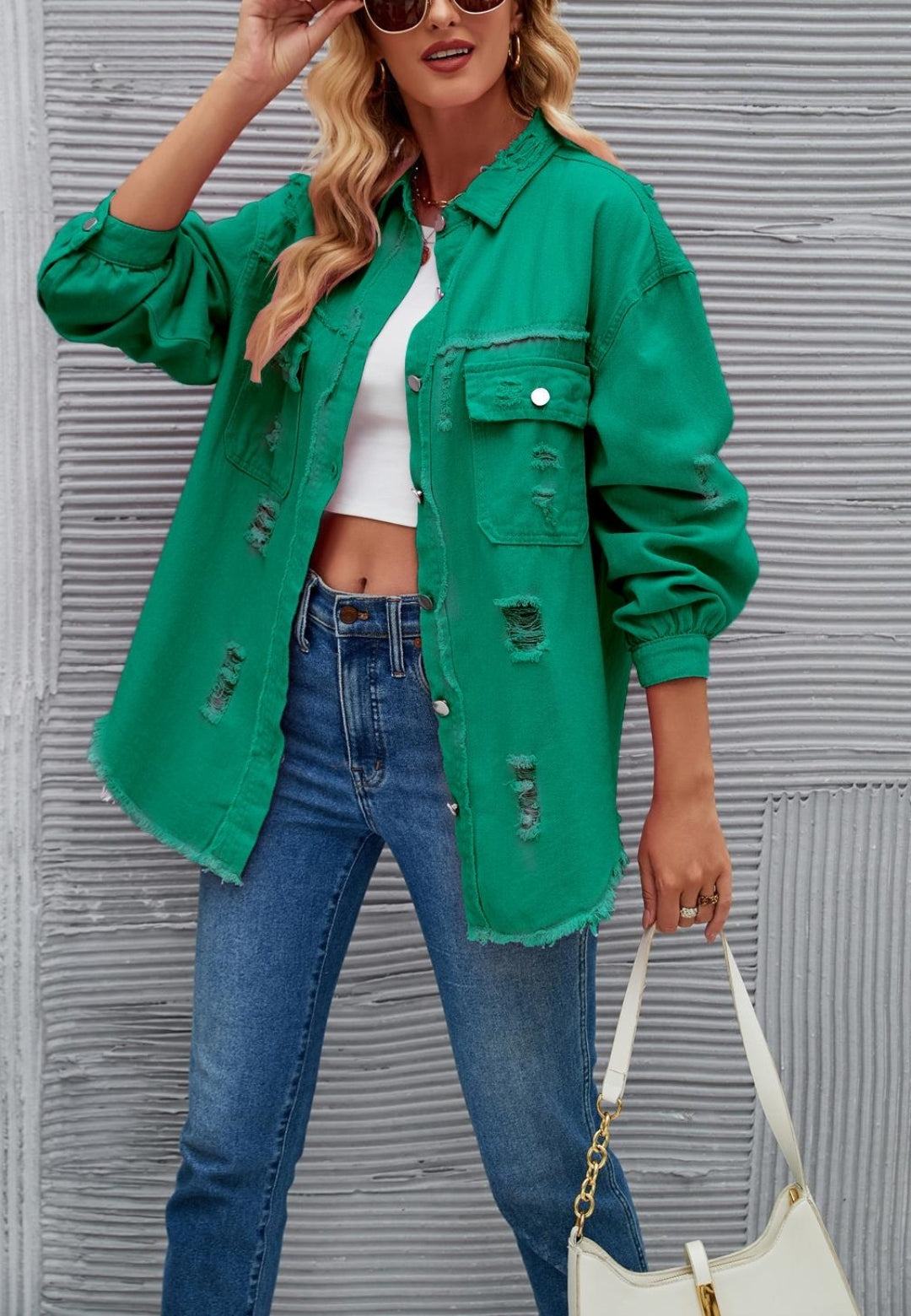Solid Color Distressed Jacket
