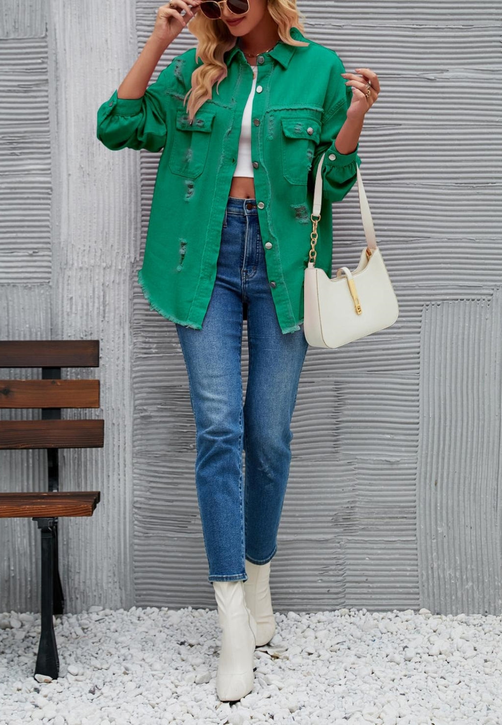Chaqueta desgastada de color liso