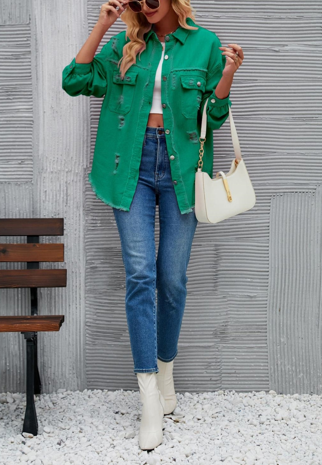 Chaqueta desgastada de color liso