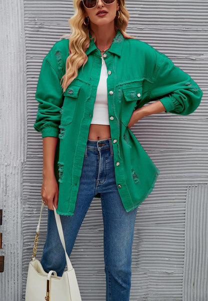 Chaqueta desgastada de color liso