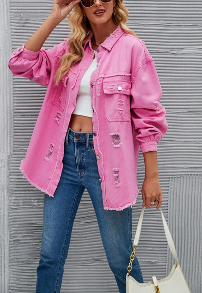 Chaqueta desgastada de color liso