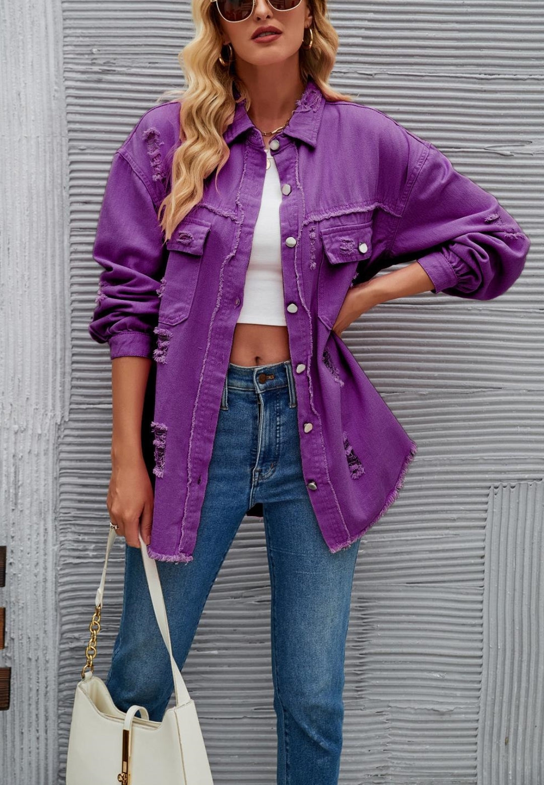 Chaqueta desgastada de color liso