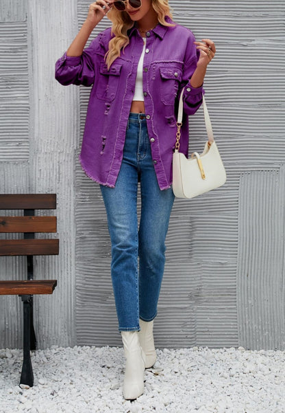 Chaqueta desgastada de color liso