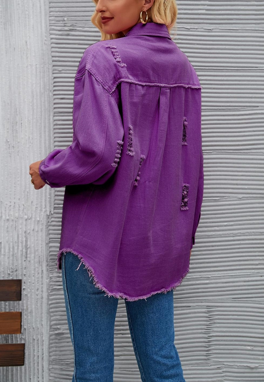 Chaqueta desgastada de color liso