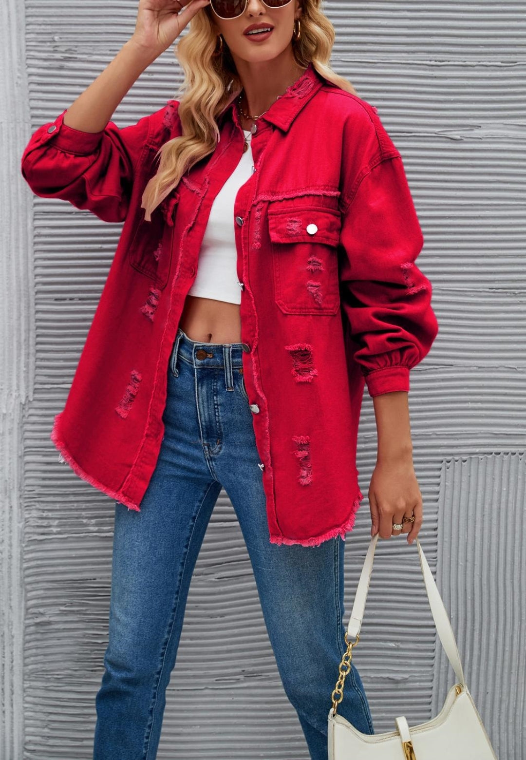 Chaqueta desgastada de color liso