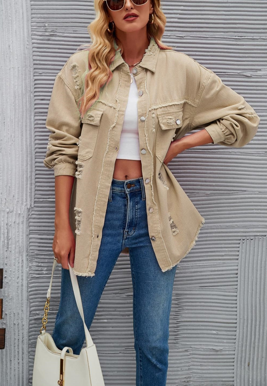 Solid Color Distressed Jacket