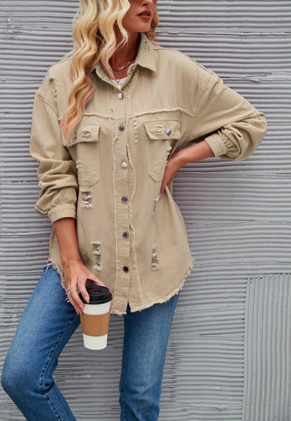 Chaqueta desgastada de color liso