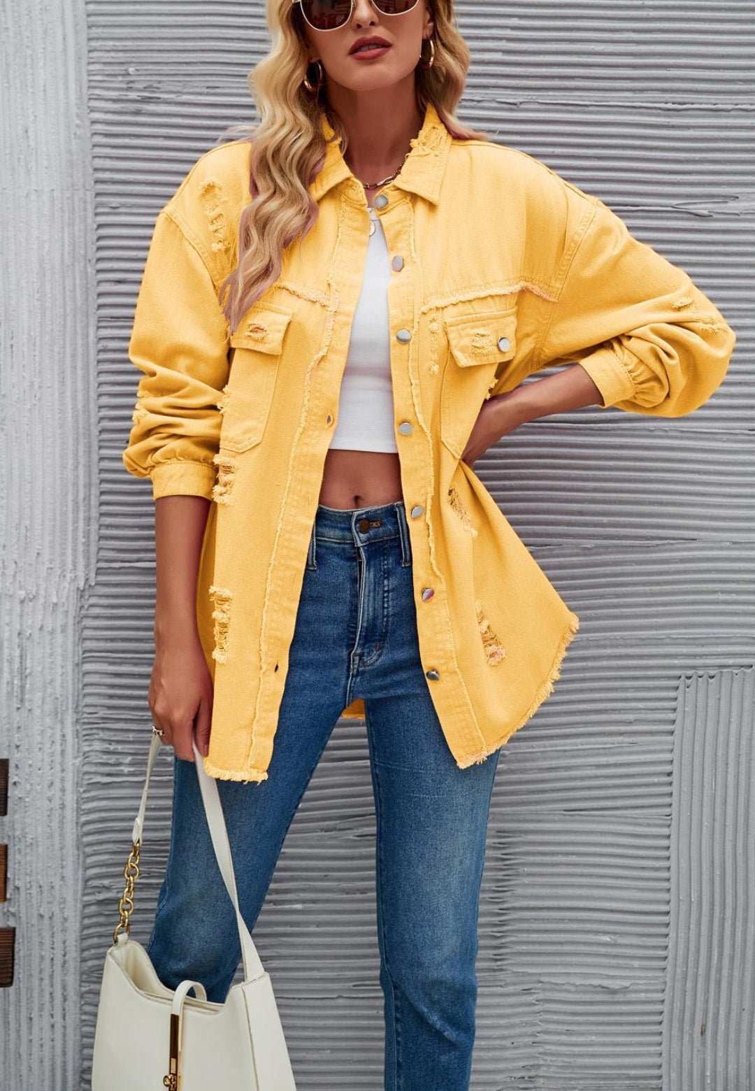 Solid Color Distressed Jacket