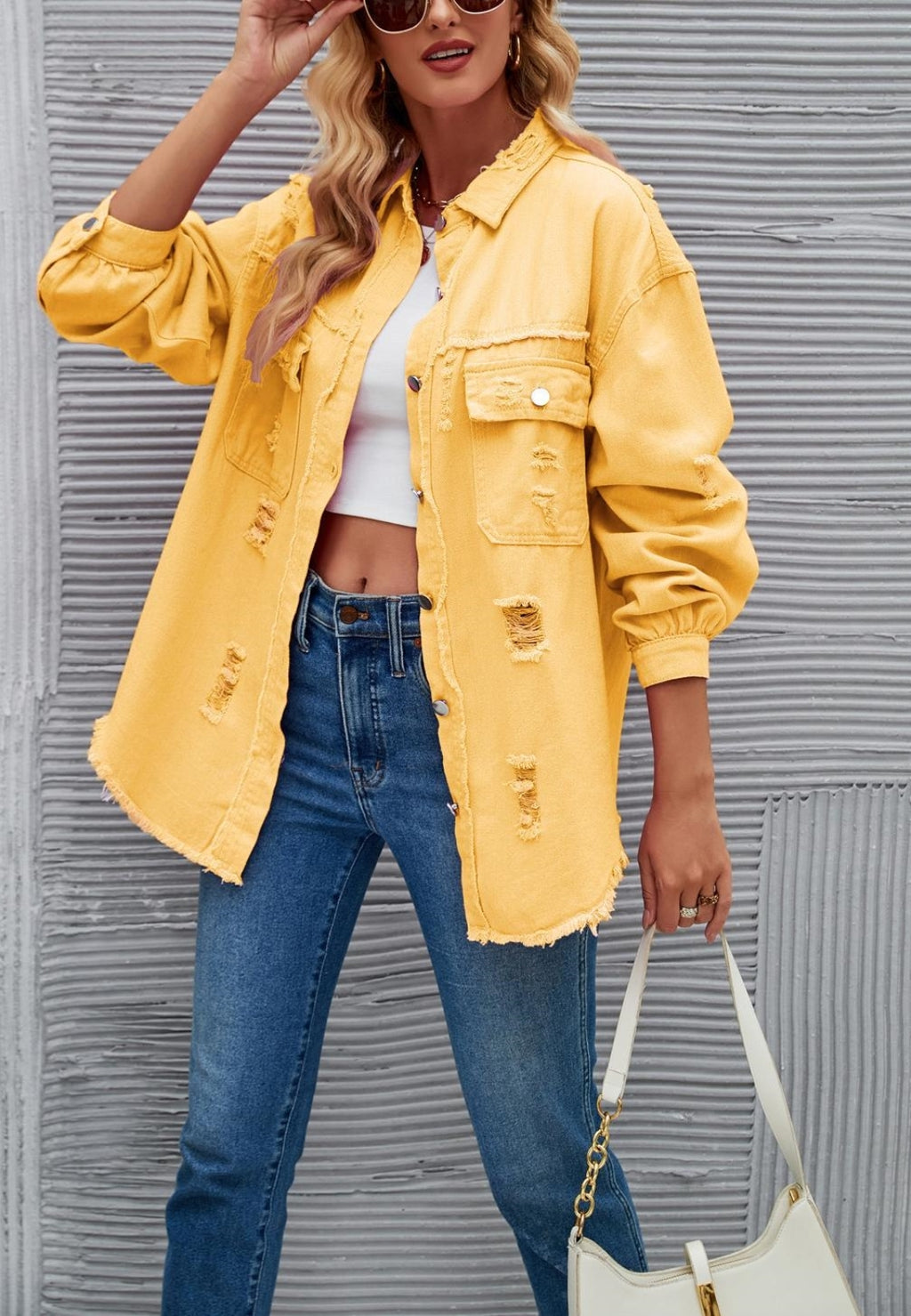 Chaqueta desgastada de color liso