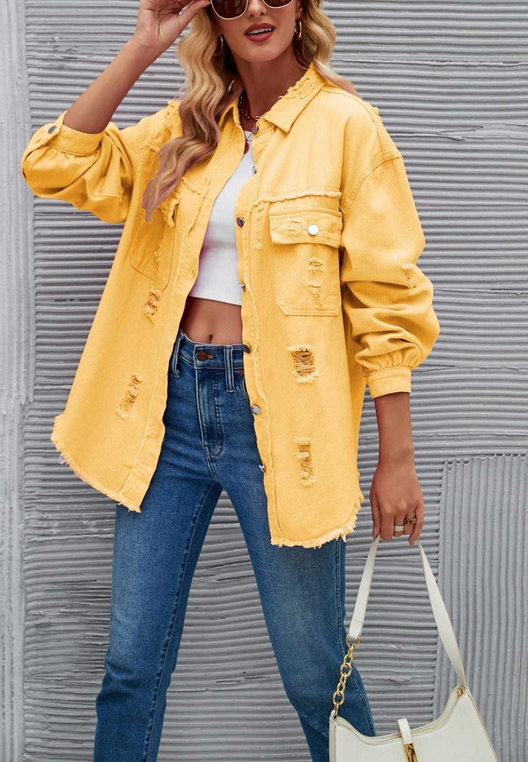 Chaqueta desgastada de color liso