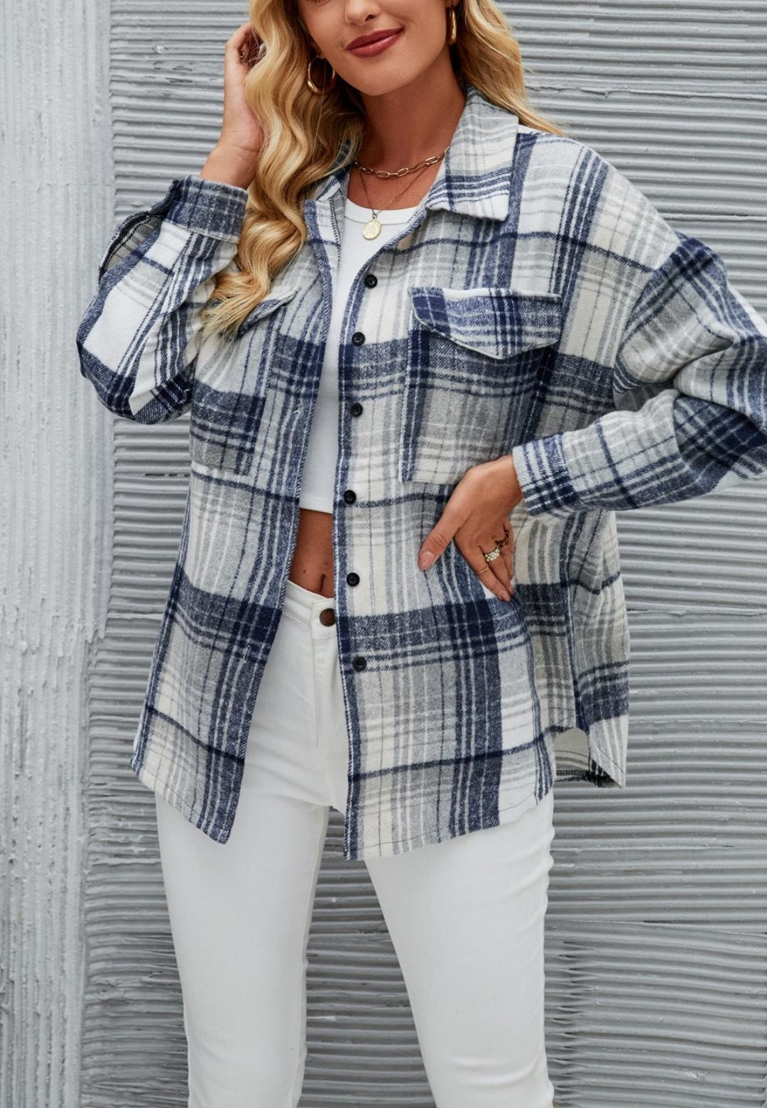 Camisa con botones y cuello con estampado de cuadros