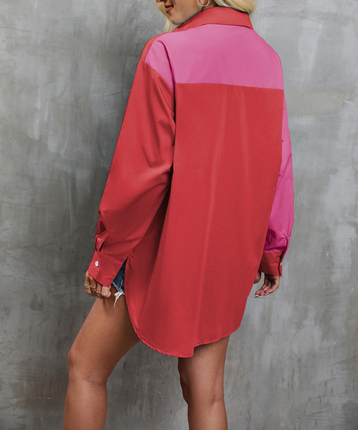 Color Block Button Down Shirt