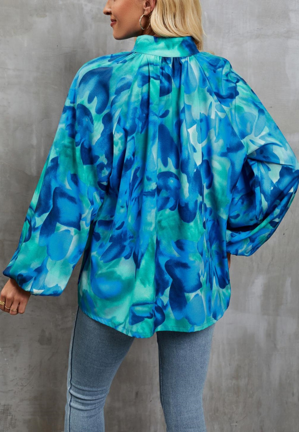 Abstract Print High Neck Shirt