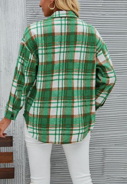 Plaid Pattern Textured Button Shirt