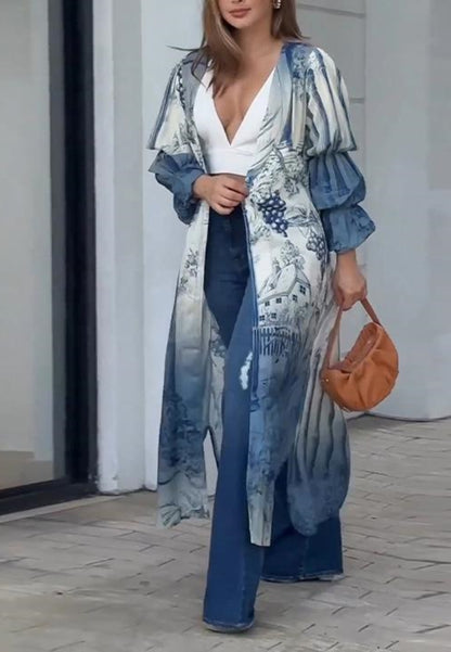 Architectural Print Marie Sleeve Kimono