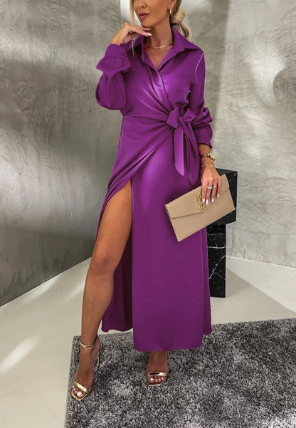 Vestido con dobladillo superpuesto y lazo lateral