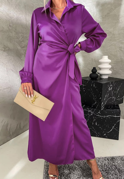 Vestido con dobladillo superpuesto y lazo lateral