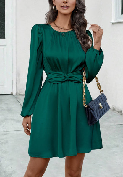 Round Neck Twist Waist Dress