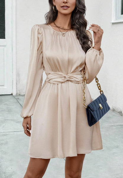 Round Neck Twist Waist Dress