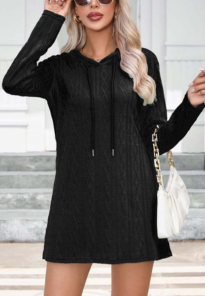 Cable Knit Hooded Sweater Dress