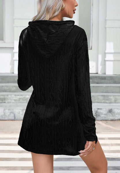 Cable Knit Hooded Sweater Dress