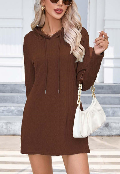 Cable Knit Hooded Sweater Dress
