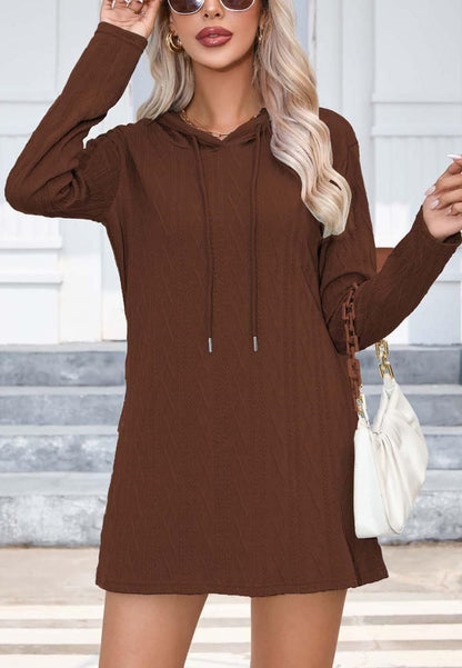 Cable Knit Hooded Sweater Dress