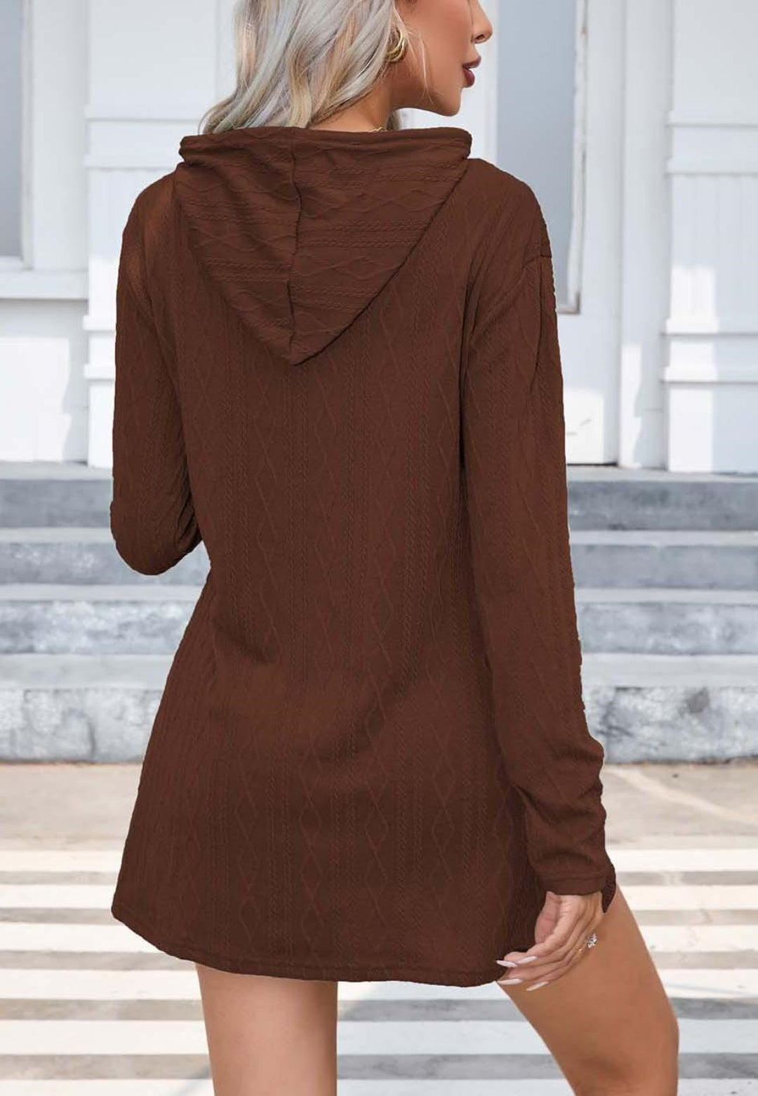 Cable Knit Fall Hooded Sweater Dress for Women Above Knee Length Anna-Kaci Cable Knit Fall Hooded Sweater Dress for Women Above Knee Length Anna-Kaci