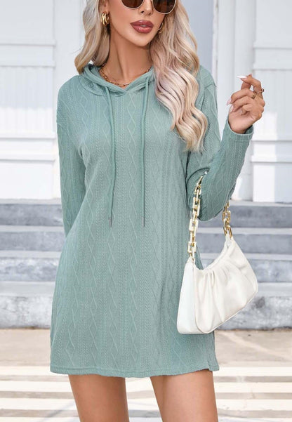 Cable Knit Hooded Sweater Dress
