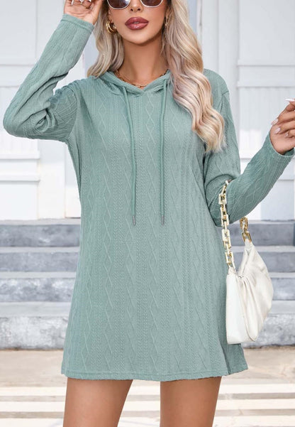 Cable Knit Hooded Sweater Dress