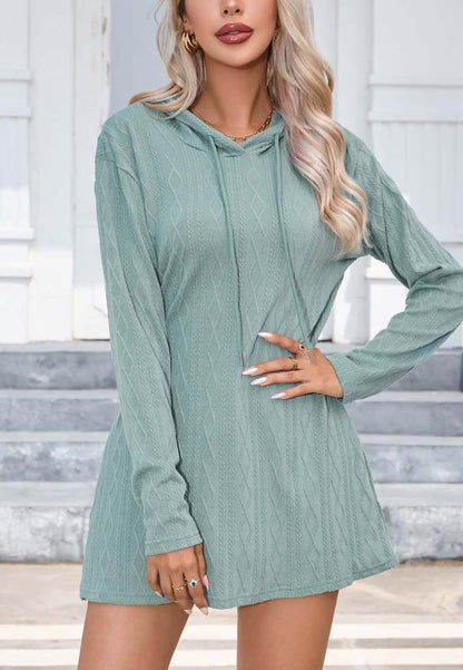 Cable Knit Hooded Sweater Dress