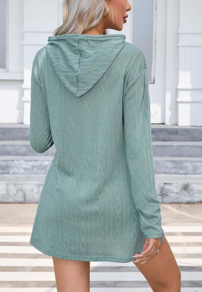 Cable Knit Hooded Sweater Dress