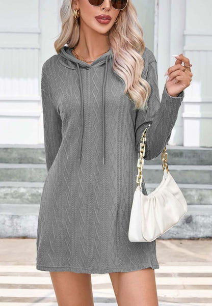Cable Knit Hooded Sweater Dress