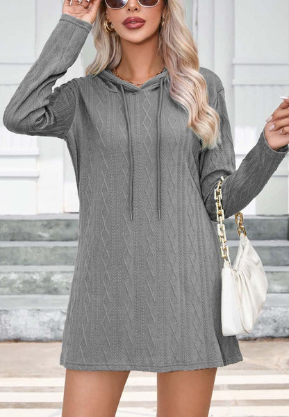 Cable Knit Hooded Sweater Dress