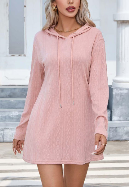 Cable Knit Hooded Sweater Dress