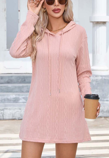 Cable Knit Hooded Sweater Dress