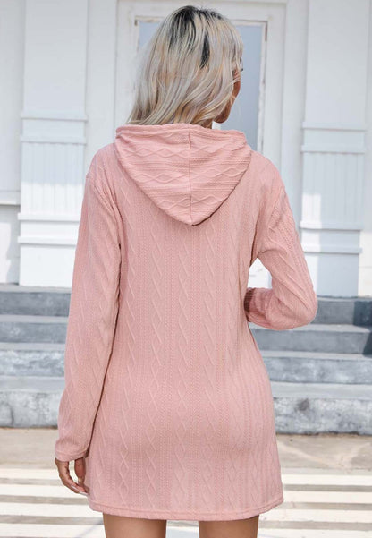 Cable Knit Hooded Sweater Dress