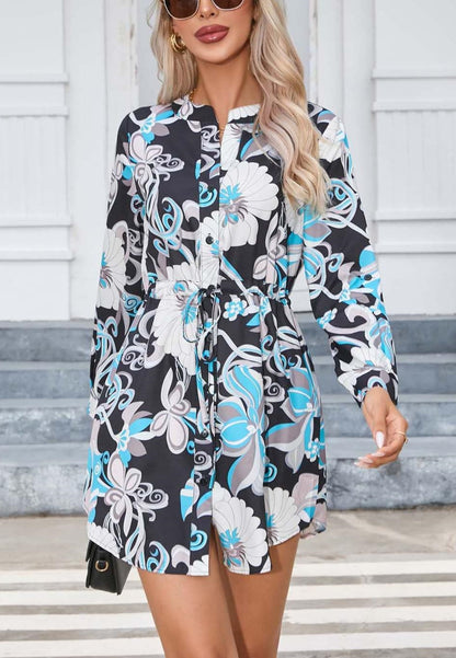 Vestido con estampado floral y solapa enrollable