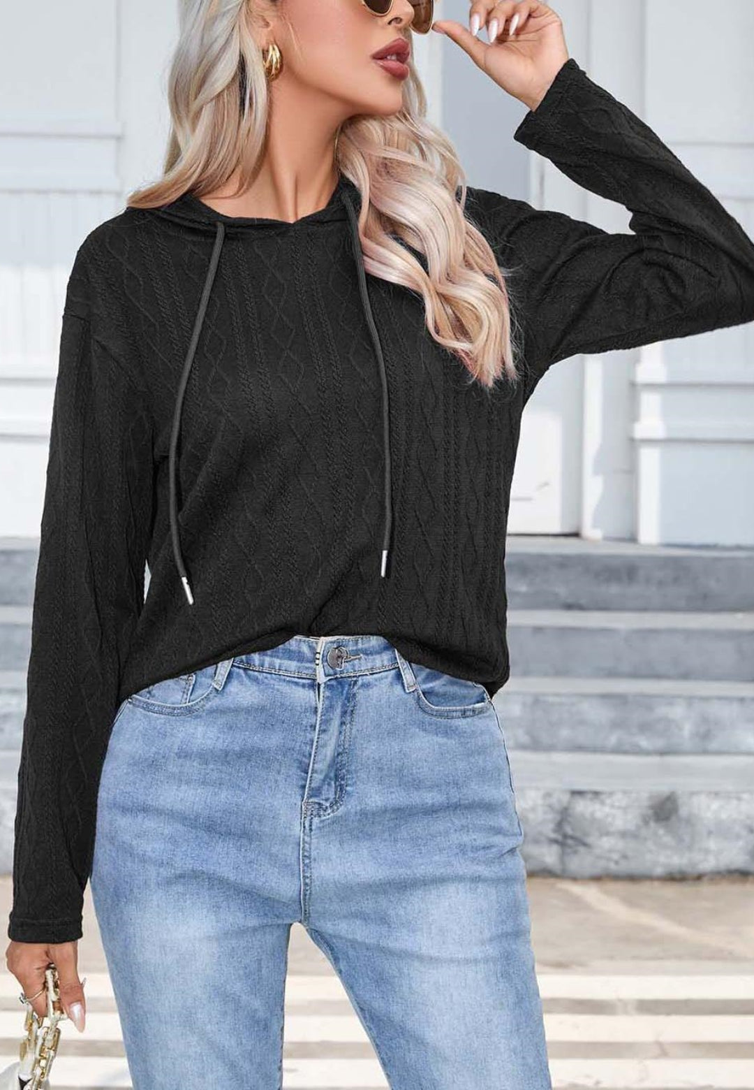 Cable Knit Hooded Sweater