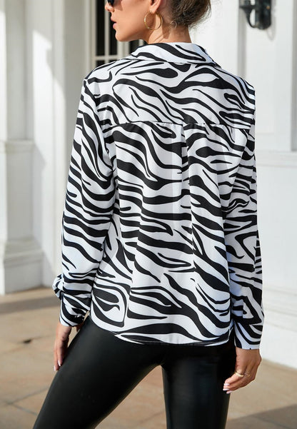 Abstract Print Button Collared Shirt