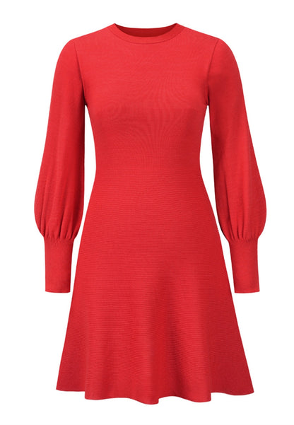 Bishop Sleeve Flared Knit Dress