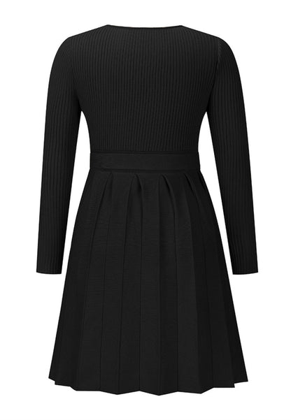 Vestido plisado de punto acanalado