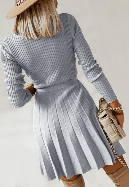 Vestido plisado de punto acanalado