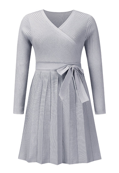 Vestido plisado de punto acanalado