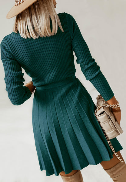 Vestido plisado de punto acanalado