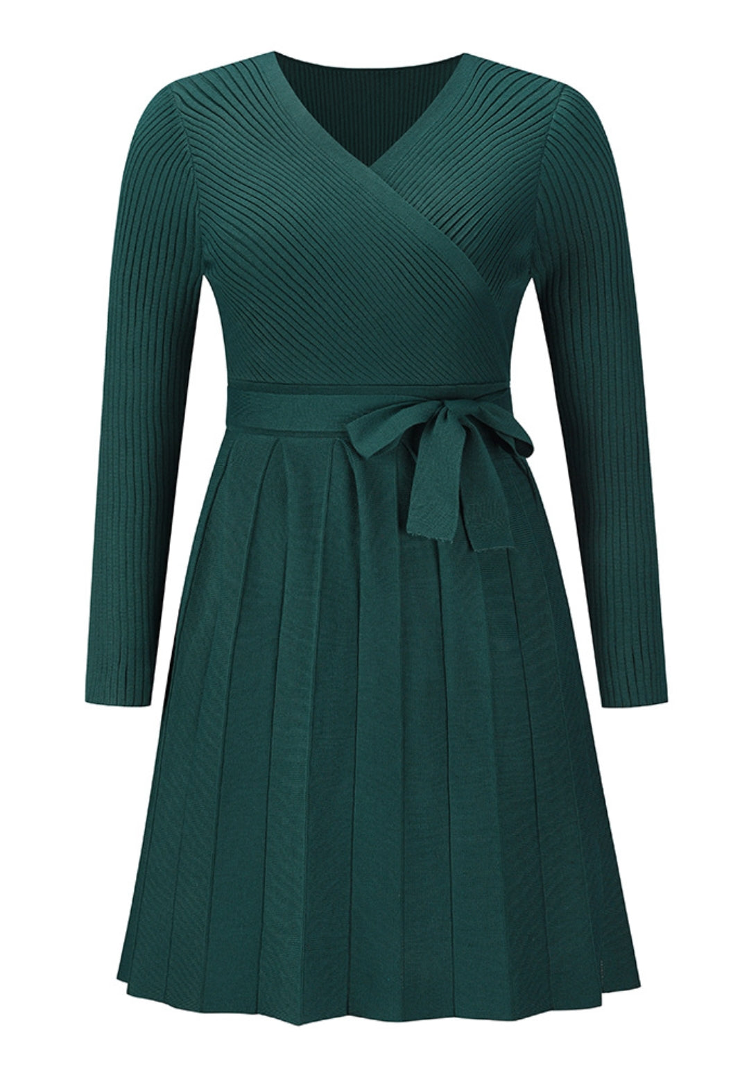 Vestido plisado de punto acanalado